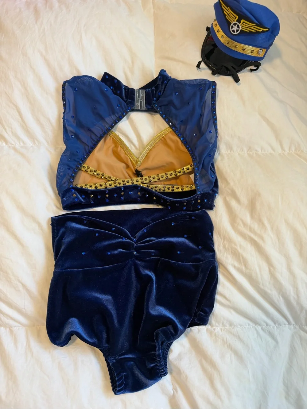 Navy Blue Girls' Velvet Dance Costume